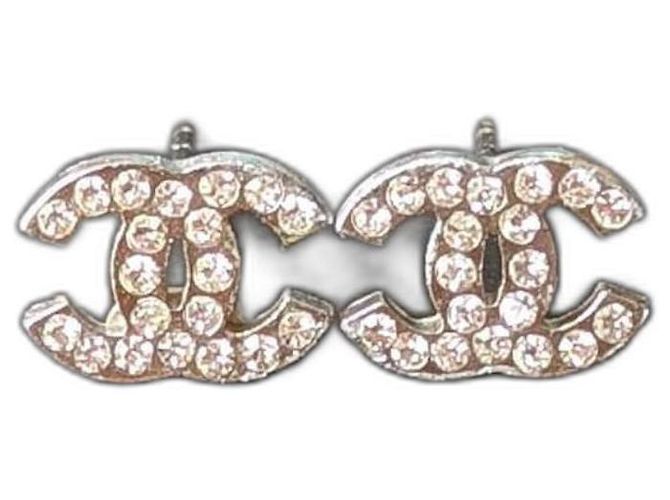 Chanel CC A14Orecchini V Classic Timeless Logo Crystal SHW Argento - vista 2