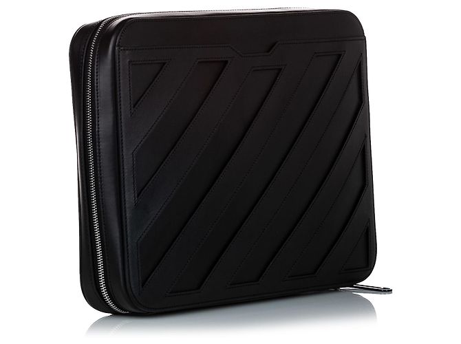Off White Black Binder Clip Leder Clutch Bag - Ansicht 2