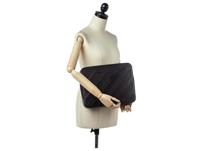 Off White Black Binder Clip Leder Clutch Bag - Ansicht 7