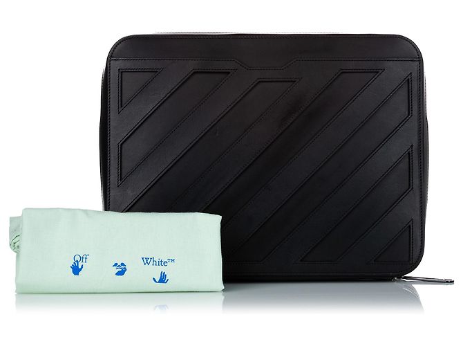 Off White Black Binder Clip Leder Clutch Bag - Ansicht 8