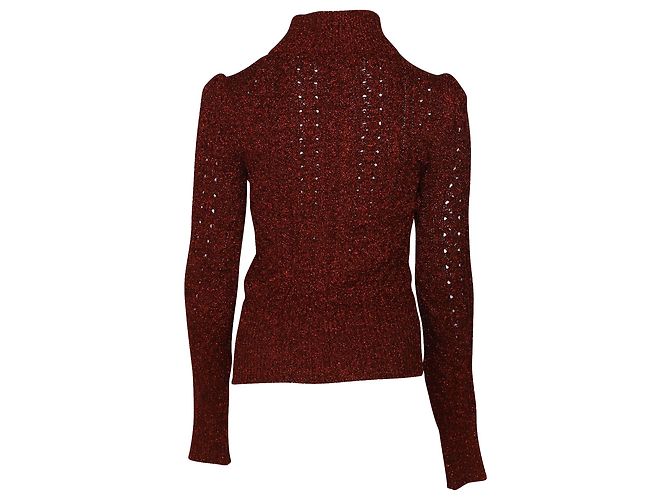 Isabel Marant Daley Pullover mit Zopfmuster und Reißverschluss aus burgunderrotem Polyamid Bordeaux - Ansicht 2
