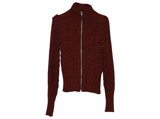 Isabel Marant Daley Pullover mit Zopfmuster und Reißverschluss aus burgunderrotem Polyamid Bordeaux - Ansicht 3
