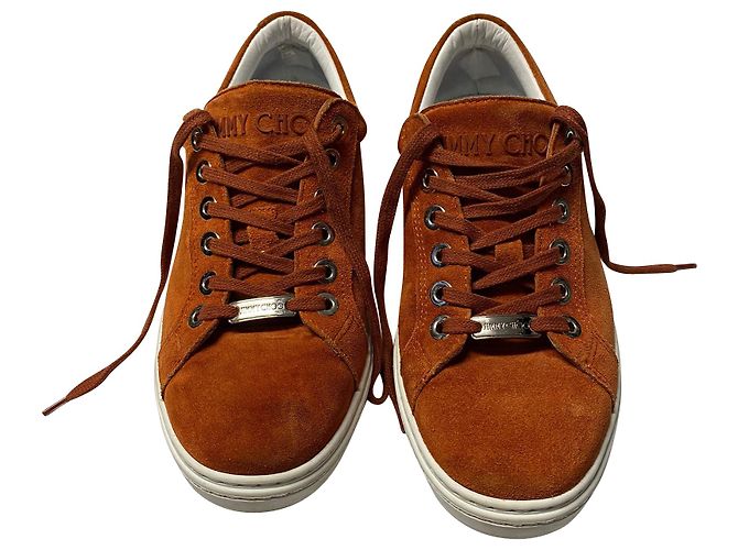Jimmy Choo Baskets Cash en Daim Marron - vue 2