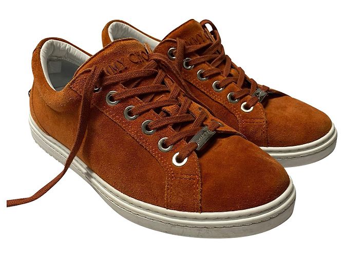 Jimmy Choo Baskets Cash en Daim Marron - vue 3