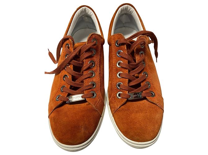 Jimmy Choo Baskets Cash en Daim Marron - vue 8