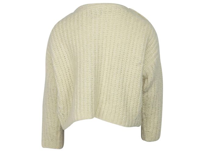 Isabel Marant Pullover mit Knopfdetail aus weißer Wolle Roh - Ansicht 2
