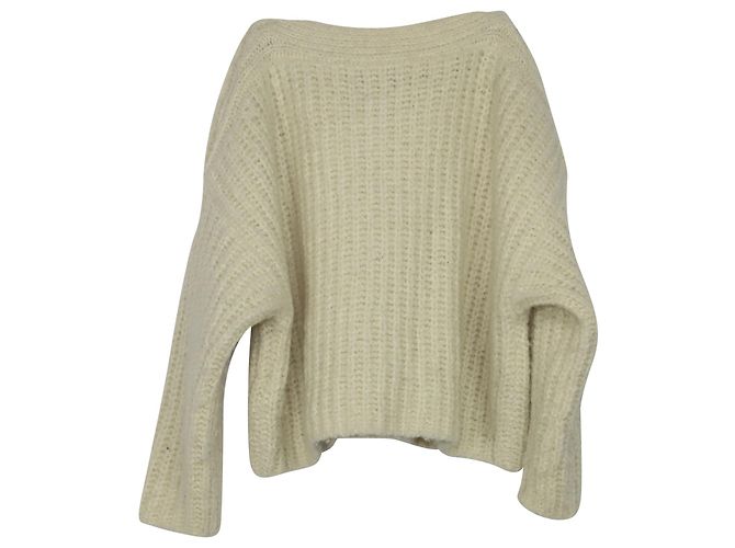 Isabel Marant Pullover mit Knopfdetail aus weißer Wolle Roh - Ansicht 4