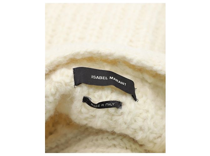 Isabel Marant Pullover mit Knopfdetail aus weißer Wolle Roh - Ansicht 5