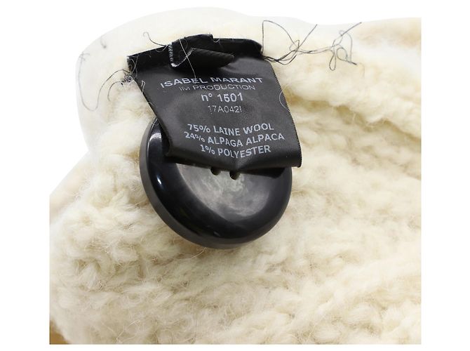 Isabel Marant Pullover mit Knopfdetail aus weißer Wolle Roh - Ansicht 7