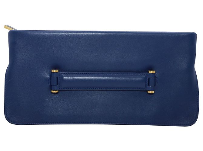 Bolsa de embreagem Smythson em couro azul Azul marinho - vista 2