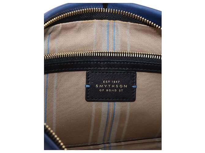 Bolsa de embreagem Smythson em couro azul Azul marinho - vista 5