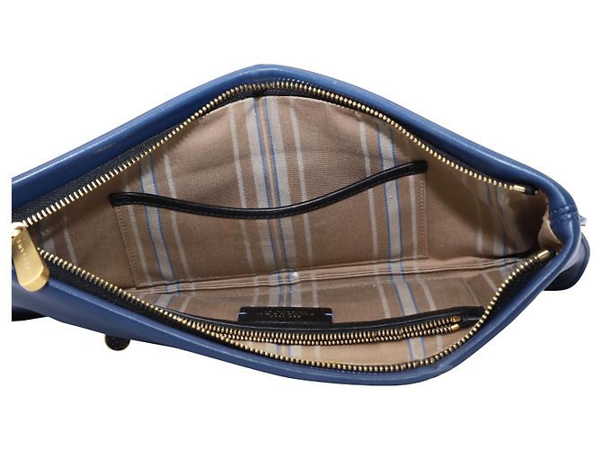 Bolsa de embreagem Smythson em couro azul Azul marinho - vista 6
