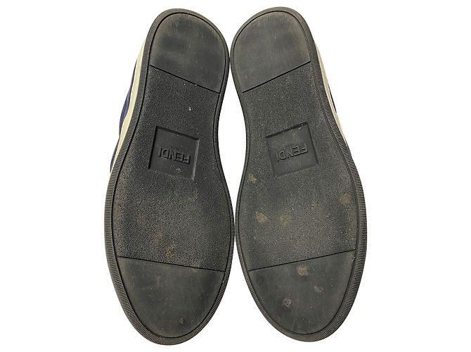 Mostro Fendi 3Sneakers Slip-On D Eyes in camoscio blu navy - vista 5