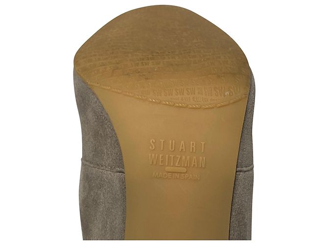 Stuart Weitzman Highland Overknee-Stiefel aus grauem Wildleder - Ansicht 6