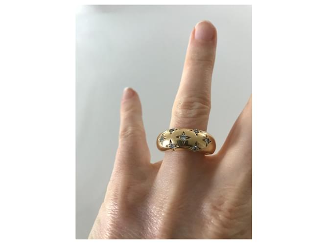 Chaumet Bague jonc  7 diamants étoiles Bijouterie dorée - vue 10