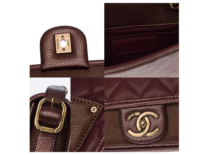 Timeless Excelente e original mini bolsa Chanel bordô em couro parcialmente acolchoado, ferragens em metal ouro envelhecido - vista 5