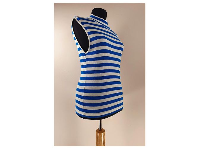 Canotta a righe Mads Norgaard in cotone blu e bianca Bianco - vista 2