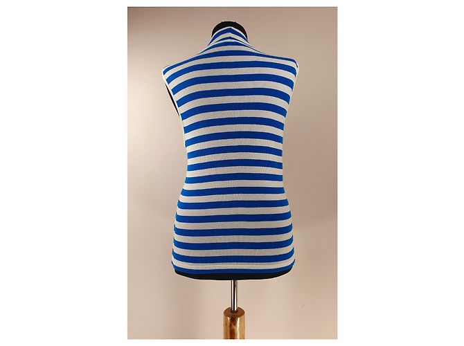 Canotta a righe Mads Norgaard in cotone blu e bianca Bianco - vista 3