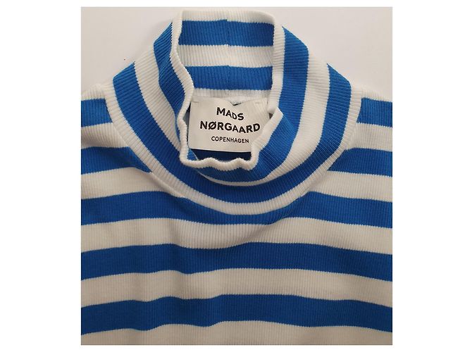 Canotta a righe Mads Norgaard in cotone blu e bianca Bianco - vista 4