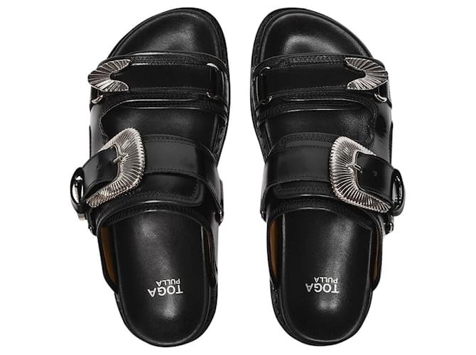 Toga Pulla Sandali in Pelle Nera Nero - vista 3