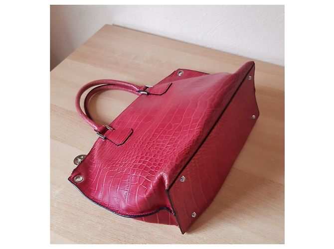 Autre Marque Borsa Kesslord in pelle effetto coccodrillo lampone - vista 6