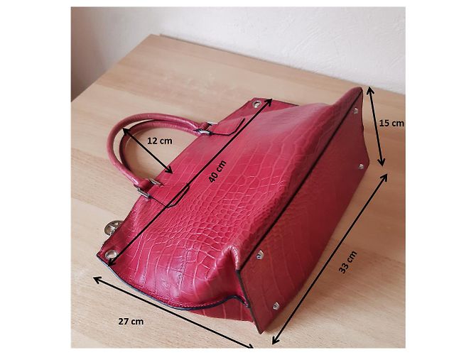 Autre Marque Borsa Kesslord in pelle effetto coccodrillo lampone - vista 7