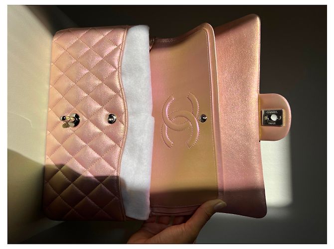 2.55 Sac Chanel Piel de ternera irisada y metal plateado Rosa - vista 13