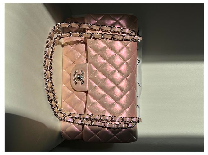 2.55 Sac Chanel Piel de ternera irisada y metal plateado Rosa - vista 15
