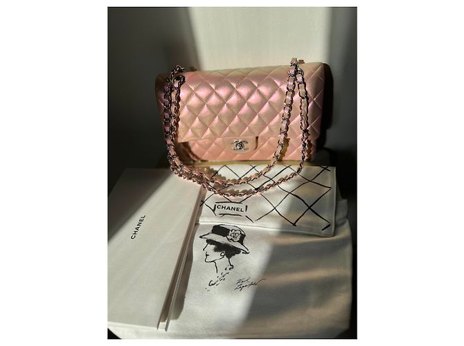 2.55 Sac Chanel Piel de ternera irisada y metal plateado Rosa - vista 21