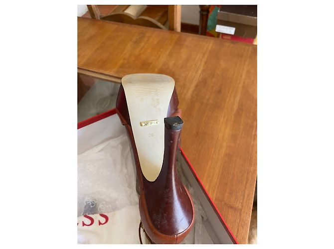 Sandali Guess in pelle marroni con cristalli Marrone - vista 5