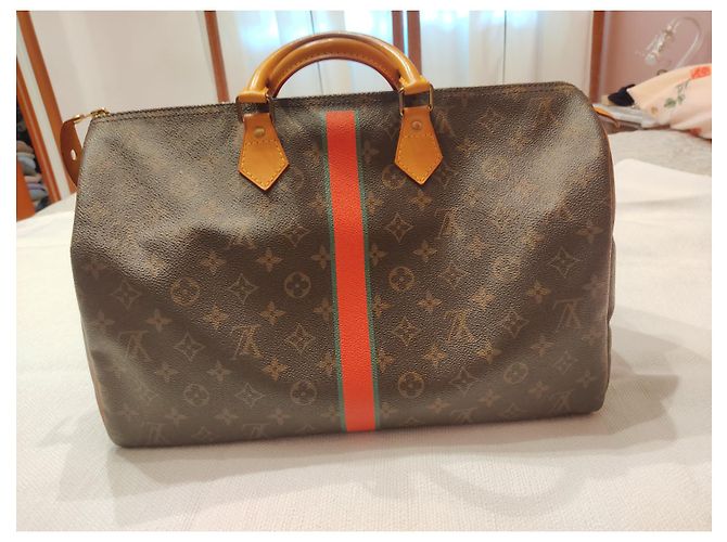 Louis Vuitton Speedy 40 Mon-Monogramm Grün Dunkelbraun Fuschia - Ansicht 2