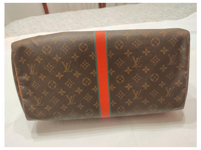 Louis Vuitton Speedy 40 Mon-Monogramm Grün Dunkelbraun Fuschia - Ansicht 3