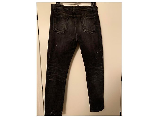 Jeans Gucci in denim distressed con studio e ricamo di cristalli Nero - vista 6
