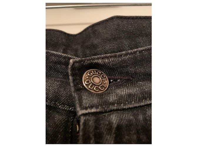 Jeans Gucci in denim distressed con studio e ricamo di cristalli Nero - vista 7