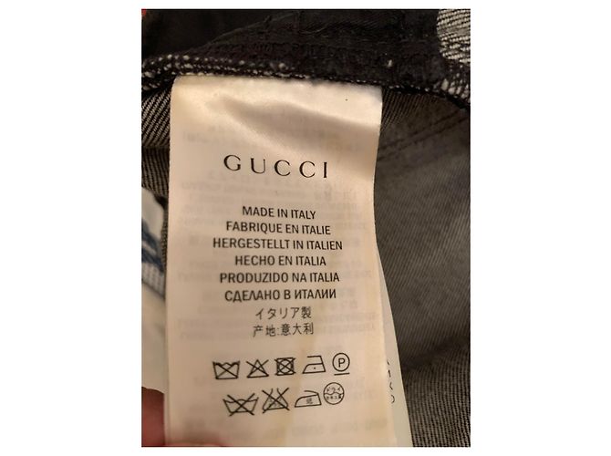 Jeans Gucci in denim distressed con studio e ricamo di cristalli Nero - vista 9
