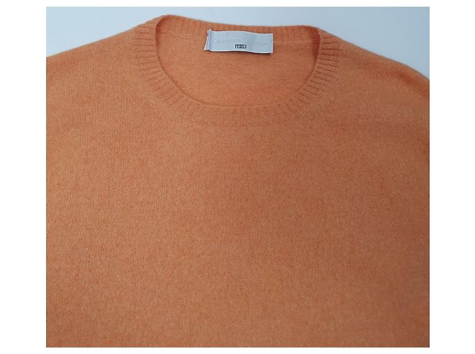 Autre Marque Pull Fedeli en cachemire couleur pêche Orange - vue 2