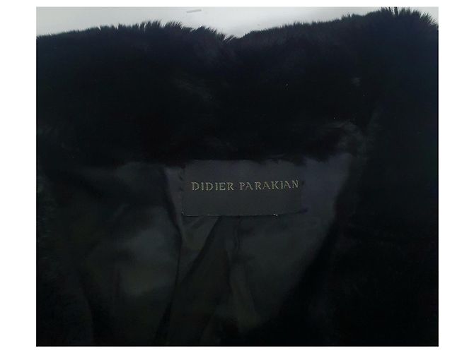 Autre Marque Didier Parakian Schwarze Lederjacke mit Rex Kaninchenfell - Ansicht 6