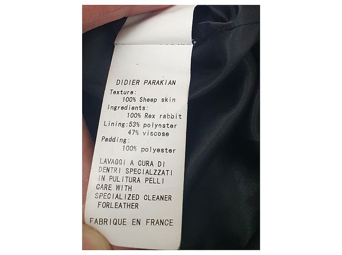 Autre Marque Didier Parakian Schwarze Lederjacke mit Rex Kaninchenfell - Ansicht 7