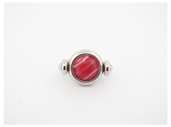 Hermès HERMES-RINGGRÖSSE 50 SILBERRING PALLADIUMSTAHL & ROSÉMARMOR LACKIERTER SILBERRING - Ansicht 2