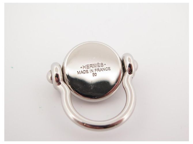 Hermès HERMES-RINGGRÖSSE 50 SILBERRING PALLADIUMSTAHL & ROSÉMARMOR LACKIERTER SILBERRING - Ansicht 3