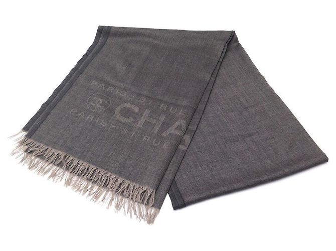 STOLA CHANEL LOGO CC 31 SCIARPA RUE CAMBON IN CASHMERE E LANA MARRONE - vista 2