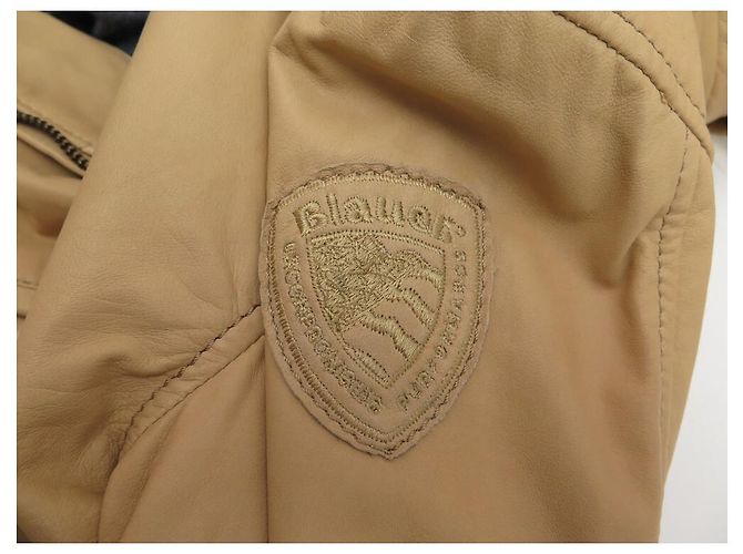 Blauer BLAUE JACKE 18SBLUL02197 BEIGE LEDERJACKE 48 M LEDERJACKE MANTEL - Ansicht 6