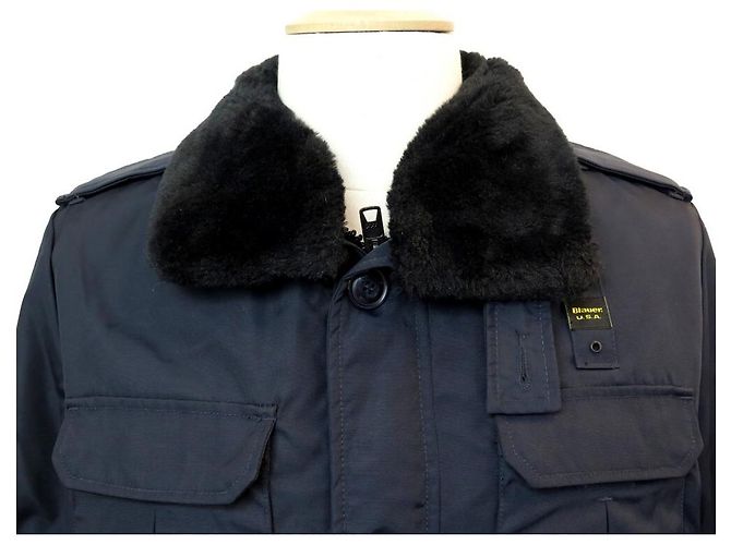 ABRIGO CHAQUETA BLAUER PARKA CHAQUETA DE PLUMAS CUELLO DE PIEL 48 CHAQUETA DE NYLON AZUL M Azul marino - vista 2