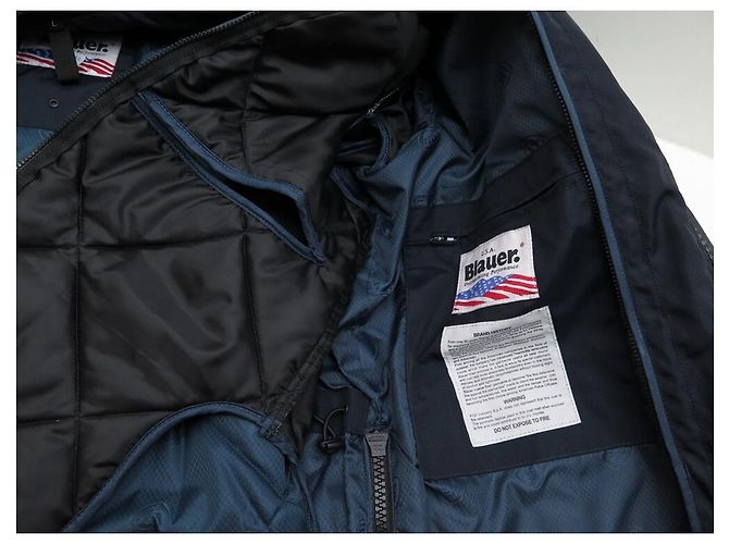 ABRIGO CHAQUETA BLAUER PARKA CHAQUETA DE PLUMAS CUELLO DE PIEL 48 CHAQUETA DE NYLON AZUL M Azul marino - vista 3