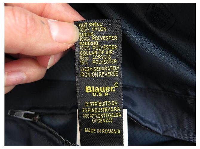 ABRIGO CHAQUETA BLAUER PARKA CHAQUETA DE PLUMAS CUELLO DE PIEL 48 CHAQUETA DE NYLON AZUL M Azul marino - vista 4