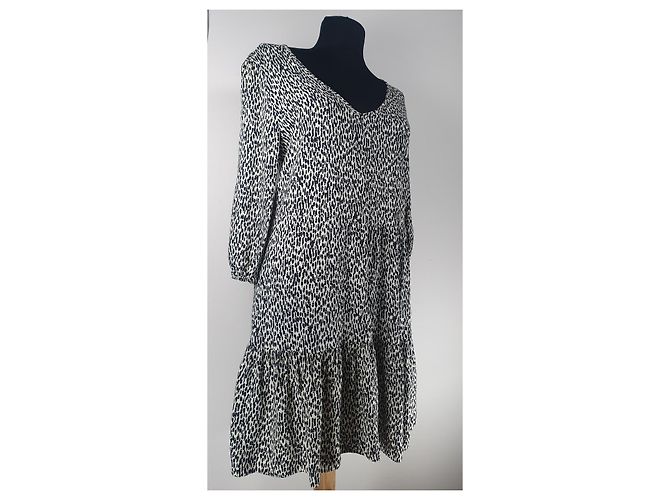 Day Birger & Mikkelsen Midikleid schwarz weiß Viscose - Ansicht 2