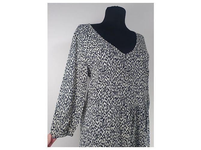 Day Birger & Mikkelsen Midikleid schwarz weiß Viscose - Ansicht 3