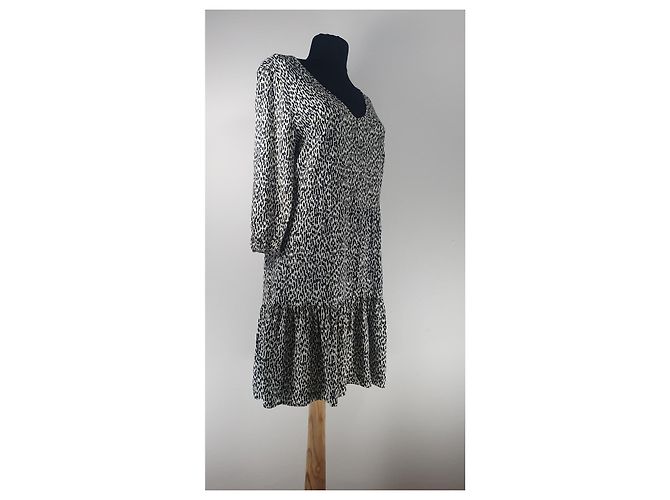 Day Birger & Mikkelsen Midikleid schwarz weiß Viscose - Ansicht 4
