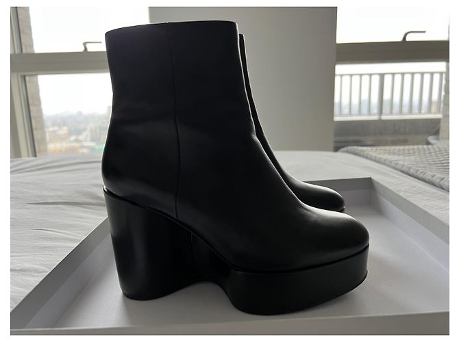 Botines con tacón de cuña Belen de cuero negro de Robert Clergerie - vista 3