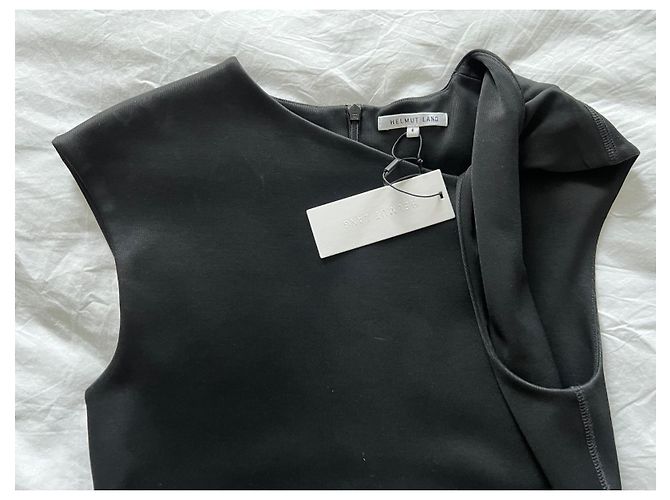 Helmut Lang Schwarzes Twist-Trägerkleid - Ansicht 4